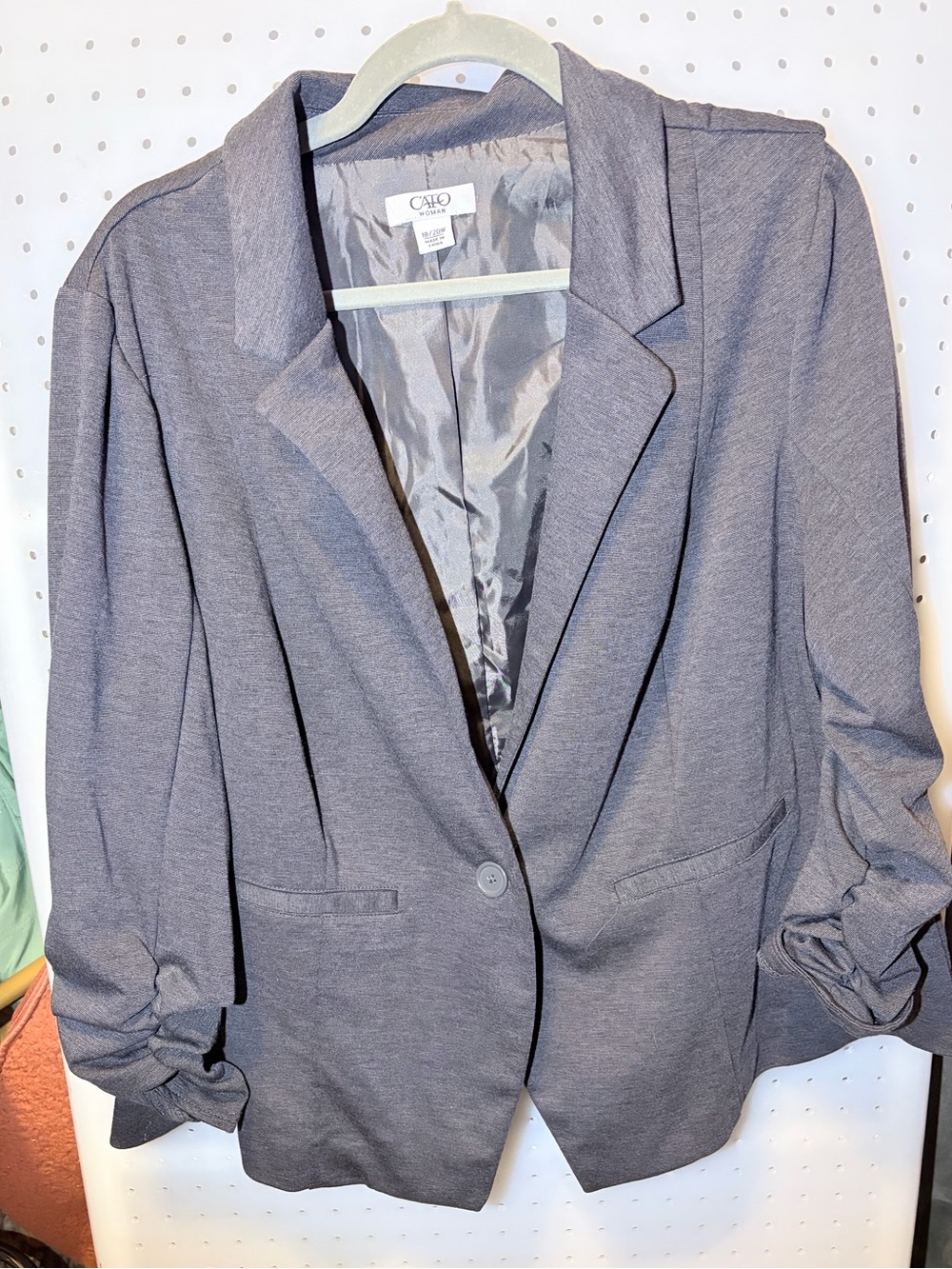 Cato Gray Women's Single-Button Ruched-Sleeve Blazer